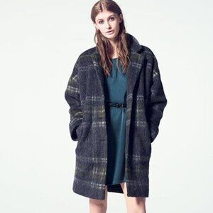 NWOT Julie Brandt Coco Wool Blend Plaid Coat
